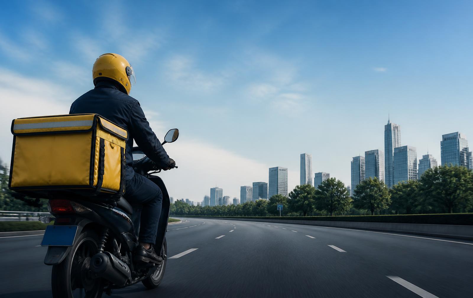 Tailand rider on a motorbike delivering clean laundry in Nairobi